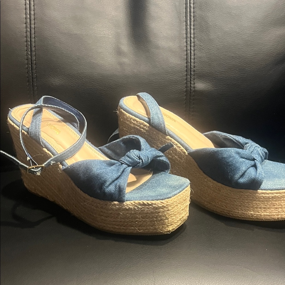 Fashion Nova Denim Blue Espadrille Sandals